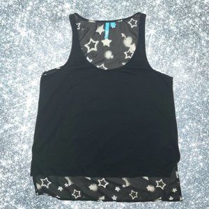 L'Amour Nanette Lepore Black & White Tank Top Stars Sleeveless size Small